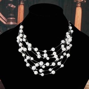 5 strand pearl and bead necklace